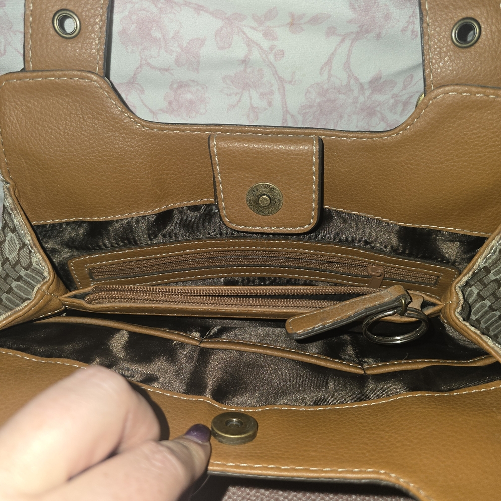 Nine West Beige/Tan Patterned Shoulder Bag - Picture 7 of 11